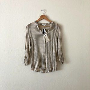 Joie Shey B Striped Knit Button Down Top XS